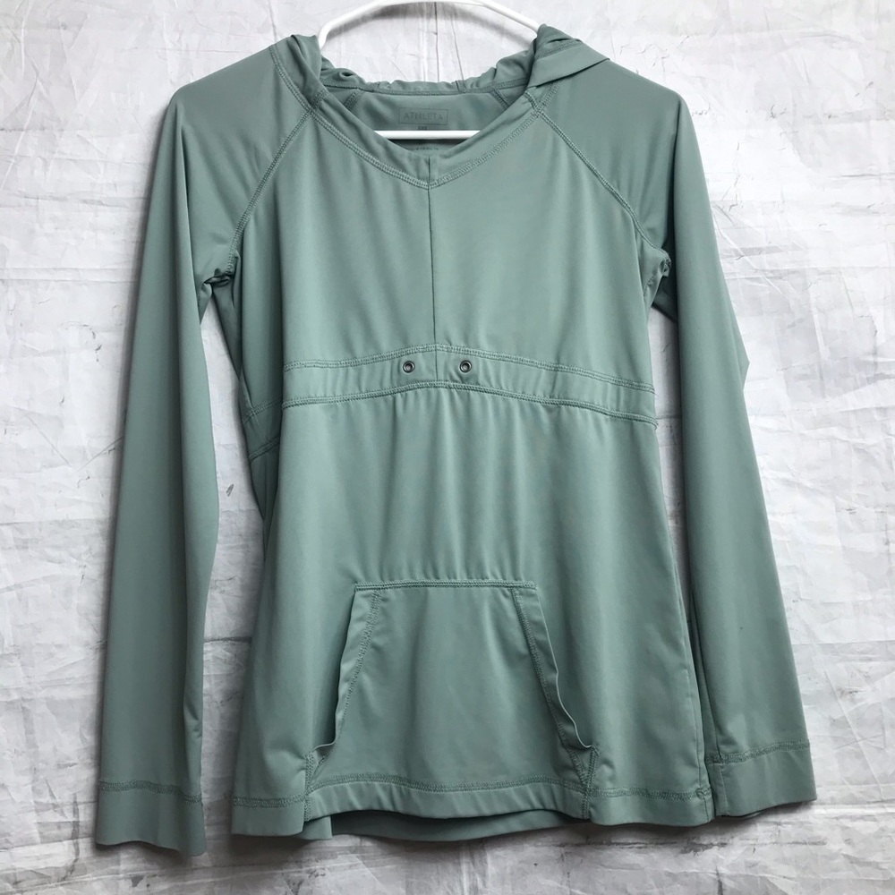 Athleta Green Stretch Pullover Hoodie Sz XXS